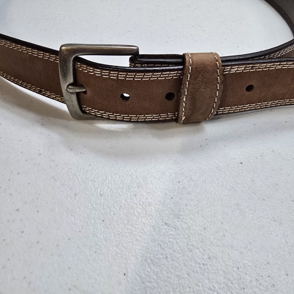 Wrangler Belt Mens 42 Brown Light Stitching Leather Western Outdoor Workwear